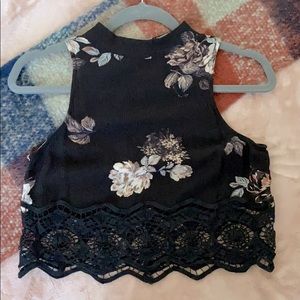 Black high neck crop top